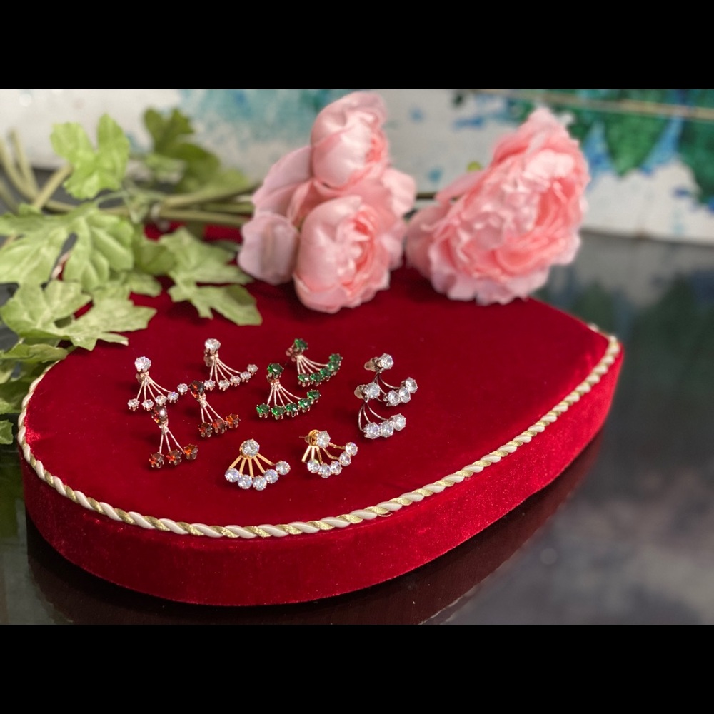 Crystal Earrings Rhinestone Multi-strand Fan - Picture 8 of 8